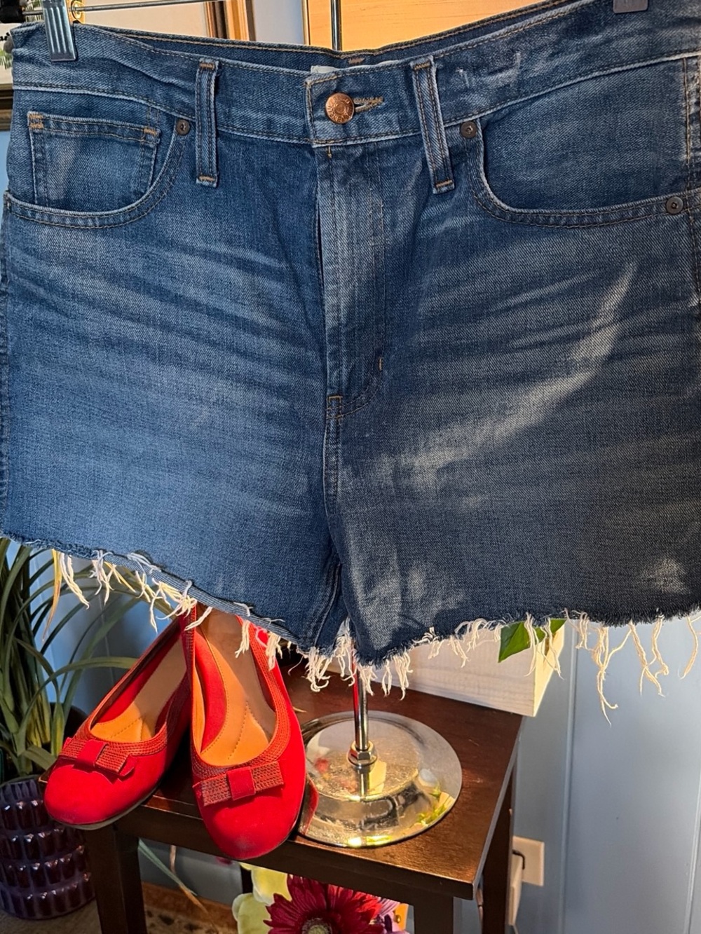 Madewell Blue Frayed Hem Denim Cutoff Shorts